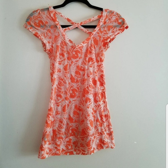 Criss Cross Back Orange Blouse - Picture 2 of 3